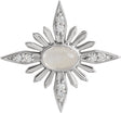 14K Gold Oval Natural Rainbow Moonstone & Natural Diamond Star Necklace or Pendant - White Gold