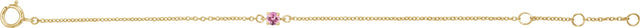 14K Gold Round Pink Tourmaline Youth Birthstone Bracelet - Yellow Gold - view 2