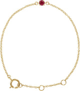 14K Gold Round Ruby Youth Birthstone Bracelet - Yellow Gold