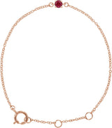 14K Gold Round Ruby Youth Birthstone Bracelet - Rose Gold