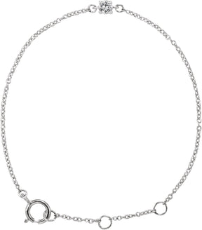 14K Gold Round White Sapphire Youth Birthstone Bracelet - White Gold
