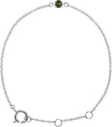 14K Gold Round Peridot Youth Birthstone Bracelet - White Gold