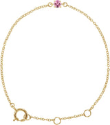 14K Gold Round Pink Tourmaline Youth Birthstone Bracelet - Yellow Gold