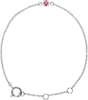 14K Gold Round Pink Tourmaline Youth Birthstone Bracelet - White Gold