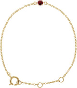 14K Gold Round Mozambique Garnet Youth Birthstone Bracelet - Yellow Gold