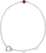 14K Gold Round Mozambique Garnet Youth Birthstone Bracelet - White Gold