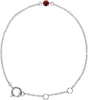 14K Gold Round Mozambique Garnet Youth Birthstone Bracelet - White Gold