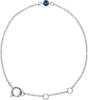 14K Gold Round Blue Zircon Youth Birthstone Bracelet - White Gold