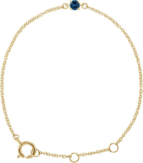 14K Gold Round Blue Sapphire Youth Birthstone Bracelet - Yellow Gold