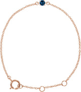 14K Gold Round Blue Sapphire Youth Birthstone Bracelet - Rose Gold