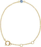 14K Gold Round Aquamarine Youth Birthstone Bracelet - Yellow Gold