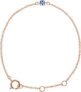 14K Gold Round Aquamarine Youth Birthstone Bracelet - Rose Gold