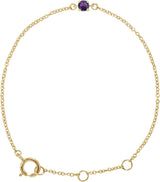 14K Gold Round Amethyst Youth Birthstone Bracelet