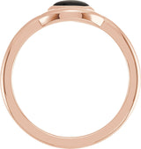 14K Gold Oval Natural Black Onyx Bezel-Set Cabochon Ring - Rose Gold - view 2
