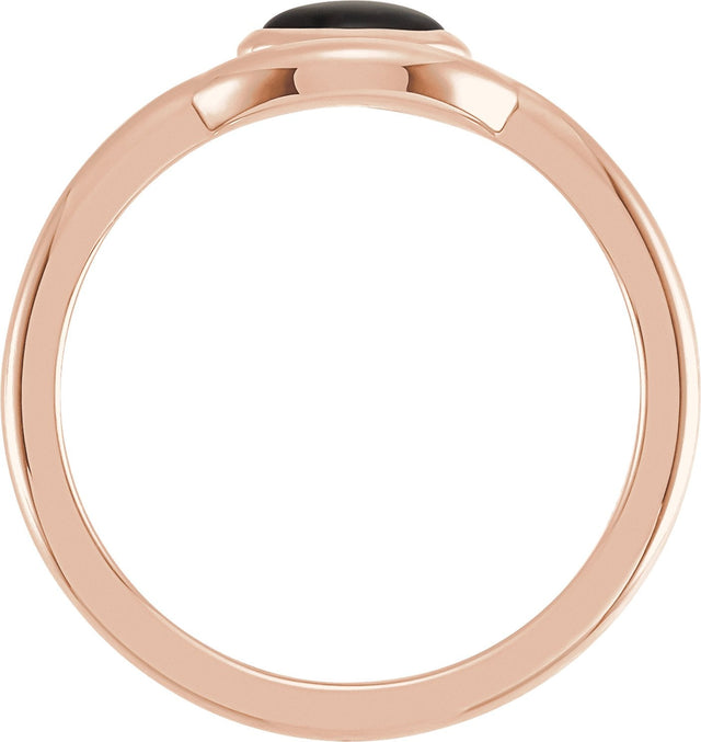 14K Gold Oval Natural Black Onyx Bezel-Set Cabochon Ring - Rose Gold - view 2