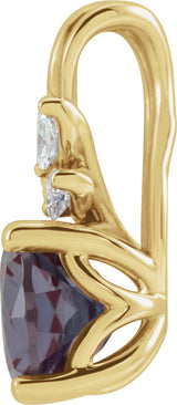 14K Gold Round Lab-Grown Alexandrite & Natural Diamond Accented Floral Necklace or Pendant - Yellow Gold - view 2