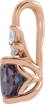 14K Gold Round Lab-Grown Alexandrite & Natural Diamond Accented Floral Necklace or Pendant - Rose Gold - view 2