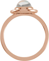 14K Gold Oval Natural Rainbow Moonstone & Natural Diamond Halo-Style Cabochon Ring – 7x5mm - Rose Gold - view 2