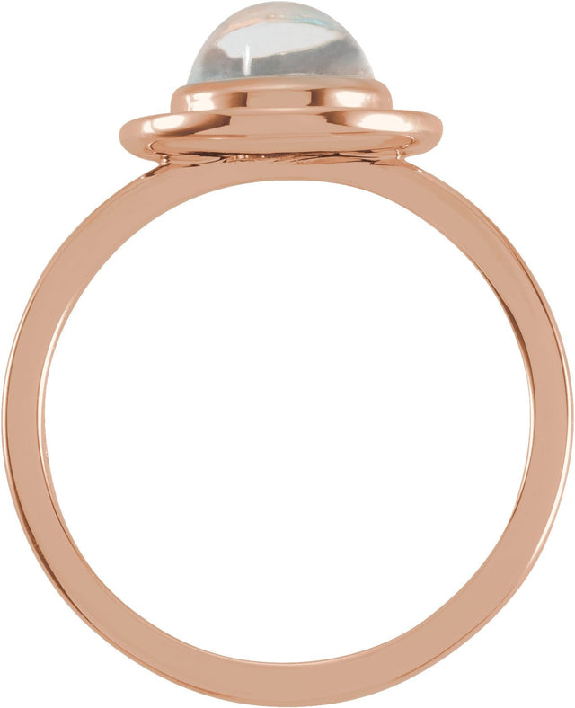 14K Gold Oval Natural Rainbow Moonstone & Natural Diamond Halo-Style Cabochon Ring – 7x5mm - Rose Gold - view 2