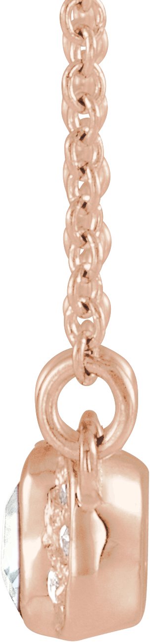 14K Gold Emerald Natural Diamond Accented Bar Necklace - Rose Gold - view 4