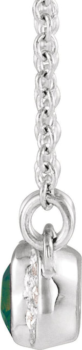Platinum Emerald Lab-Grown Alexandrite Accented Bar Necklace - view 4