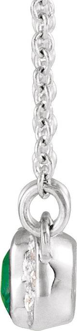 Platinum Emerald Natural Emerald Accented Bar Necklace - view 4
