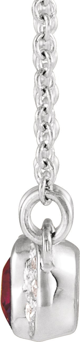 14K Gold Emerald Natural Mozambique Garnet Accented Bar Necklace - White Gold - view 4