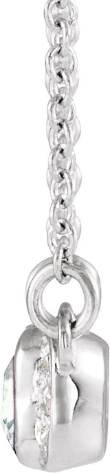 14K Gold Emerald Natural White Sapphire Accented Bar Necklace - White Gold - view 4