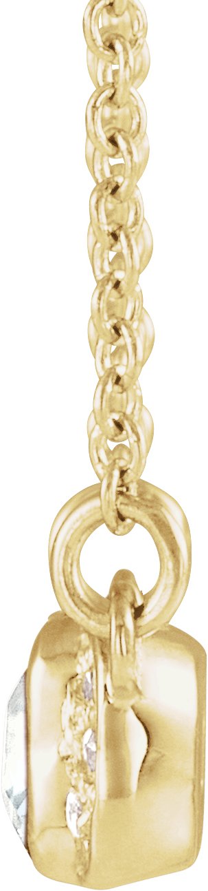 14K Gold Emerald Natural Diamond Accented Bar Necklace - Yellow Gold - view 4