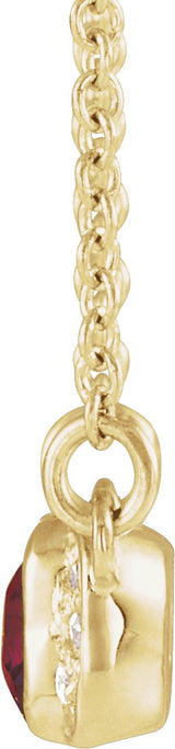 14K Gold Emerald Natural Mozambique Garnet Accented Bar Necklace - Yellow Gold - view 4