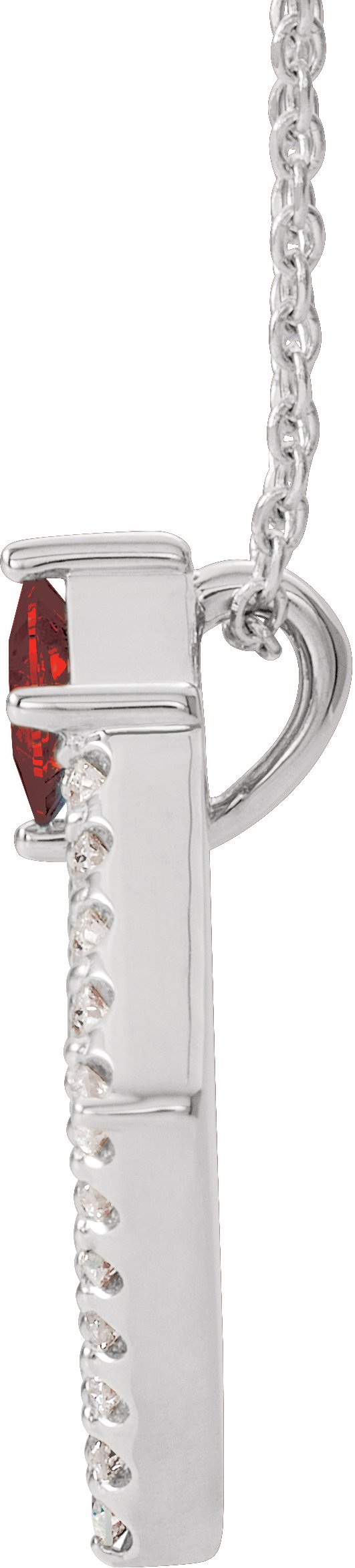 Platinum Square Natural Mozambique Garnet Accented Geometric Necklace or Pendant - view 4