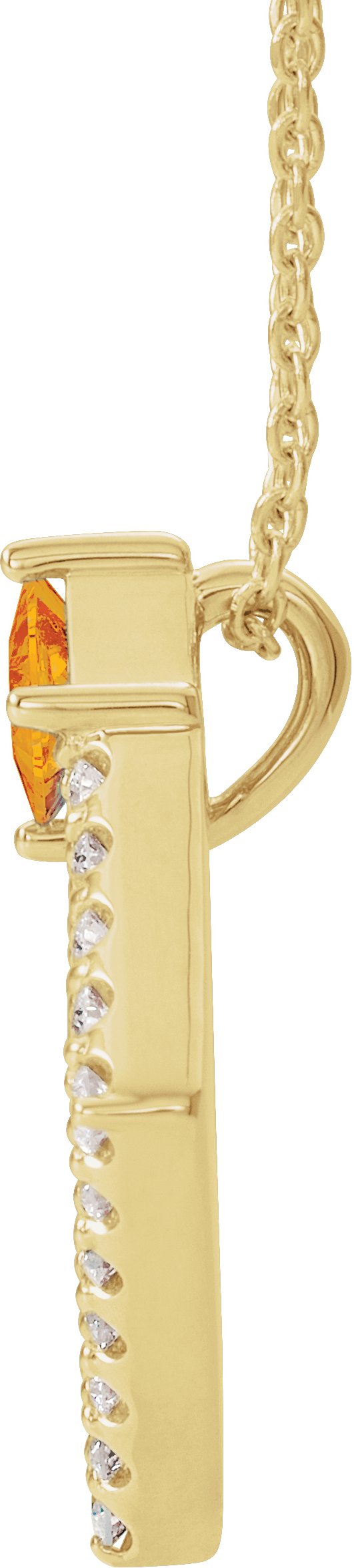 14K Gold Square Natural Citrine Accented Geometric Necklace or Pendant - Yellow Gold - view 5