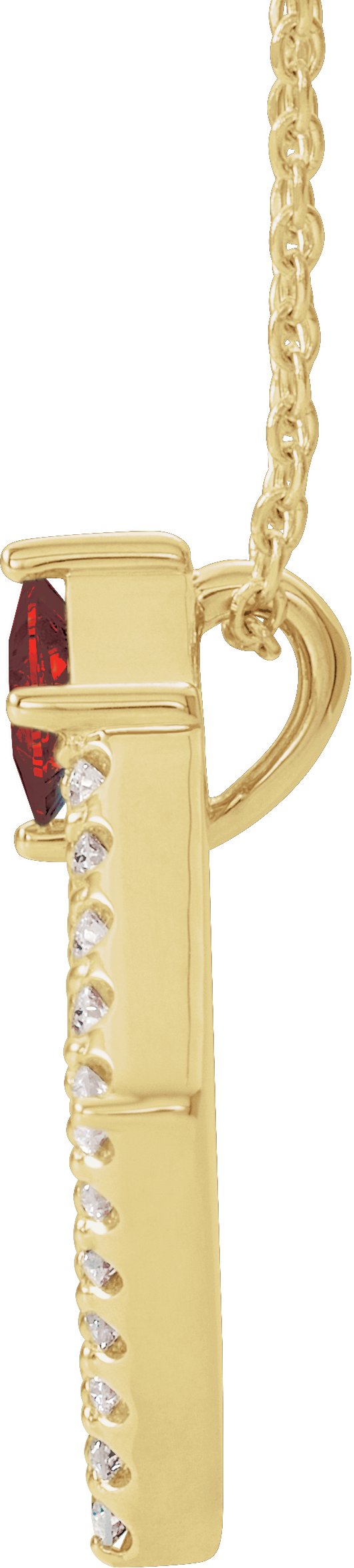 14K Gold Square Natural Mozambique Garnet Accented Geometric Necklace or Pendant - Yellow Gold - view 4