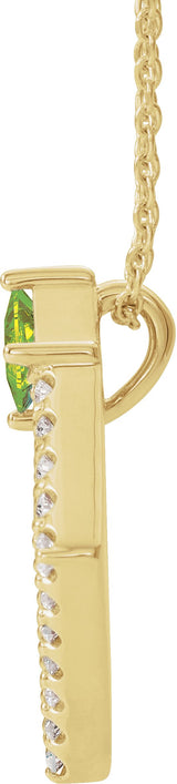14K Gold Square Natural Peridot Accented Geometric Necklace or Pendant - Yellow Gold - view 4