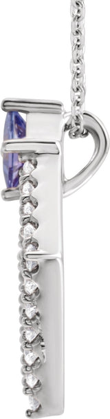 Platinum Square Natural Tanzanite Accented Geometric Necklace or Pendant - view 4