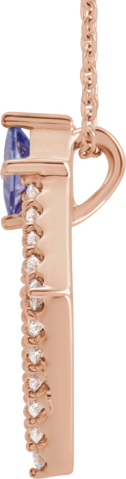 14K Gold Square Natural Tanzanite Accented Geometric Necklace or Pendant - Rose Gold - view 4