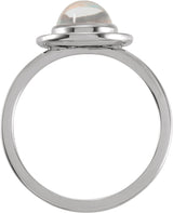 Platinum Oval Natural Rainbow Moonstone & Natural Diamond Halo-Style Cabochon Ring - view 2