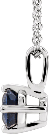 14K Gold Round Natural Blue Sapphire Solitaire Necklace or Pendant II - White Gold - view 4