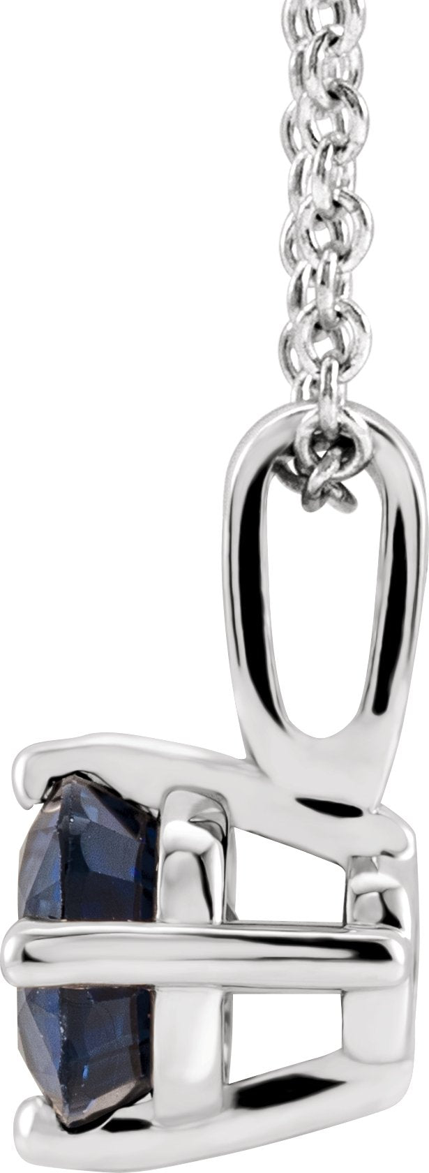 Platinum Round Natural Blue Sapphire Solitaire Necklace or Pendant II - view 4