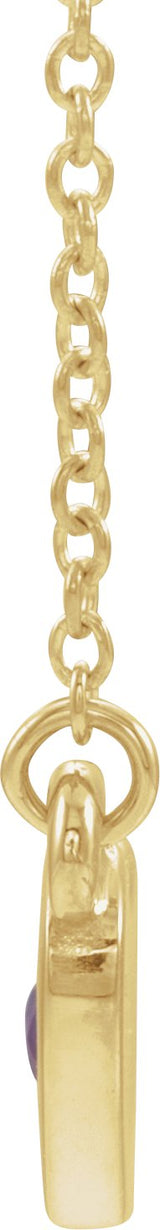 14K Gold Round Natural Amethyst Heart Necklace - Yellow Gold - view 4