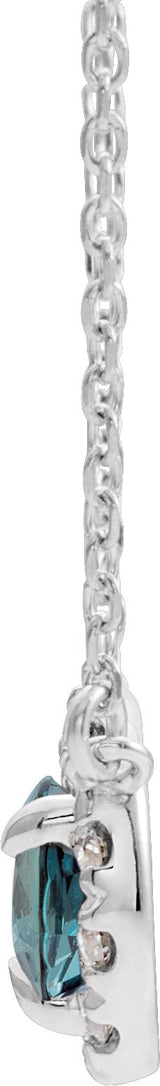 Platinum Pear Lab-Grown Alexandrite & Natural Diamond French-Set Halo-Style Necklace - view 2