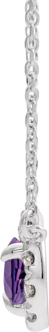 Platinum Pear Natural Amethyst & Natural Diamond French-Set Halo-Style Necklace - view 2
