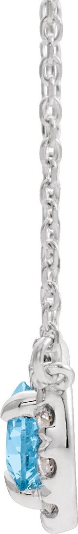 Platinum Pear Natural Aquamarine & Natural Diamond French-Set Halo-Style Necklace - view 2