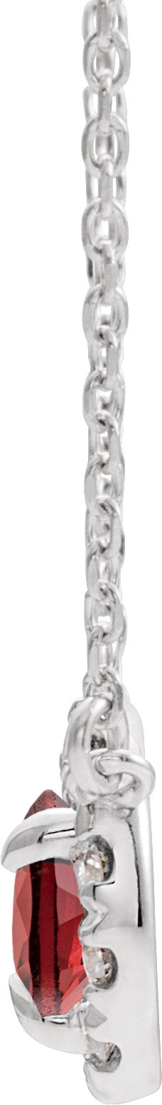 Platinum Pear Natural Mozambique Garnet & Natural Diamond French-Set Halo-Style Necklace - view 2