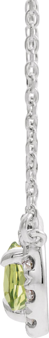 Platinum Pear Natural Peridot & Natural Diamond French-Set Halo-Style Necklace - view 2