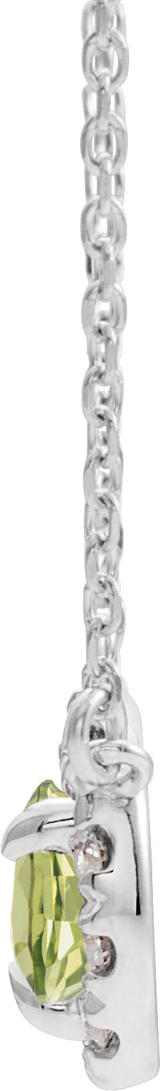 Platinum Pear Natural Peridot & Natural Diamond French-Set Halo-Style Necklace - view 2
