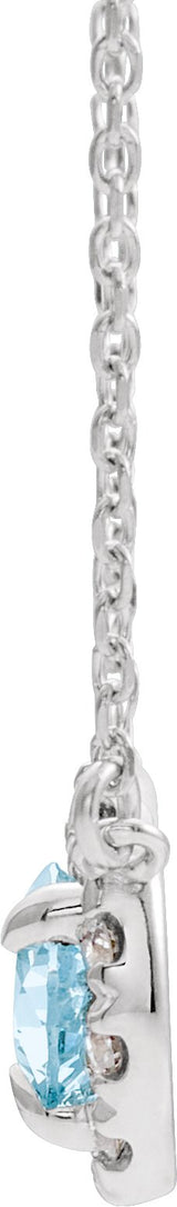 14K Gold Pear Natural Sky Blue Topaz & Natural Diamond French-Set Halo-Style Necklace - White Gold - view 2