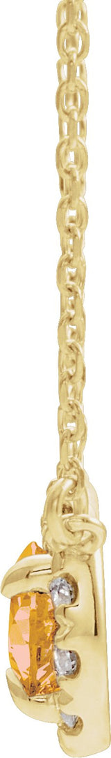 14K Gold Pear Natural Citrine & Natural Diamond French-Set Halo-Style Necklace - Yellow Gold - view 2