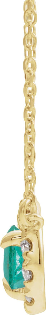 14K Gold Pear Lab-Grown Emerald & Natural Diamond French-Set Halo-Style Necklace - Yellow Gold - view 2