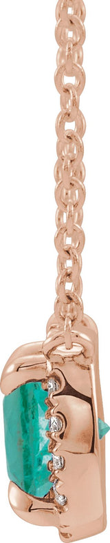 14K Gold Square Natural Emerald & Natural Diamond Halo-Style Necklace - Rose Gold - view 2